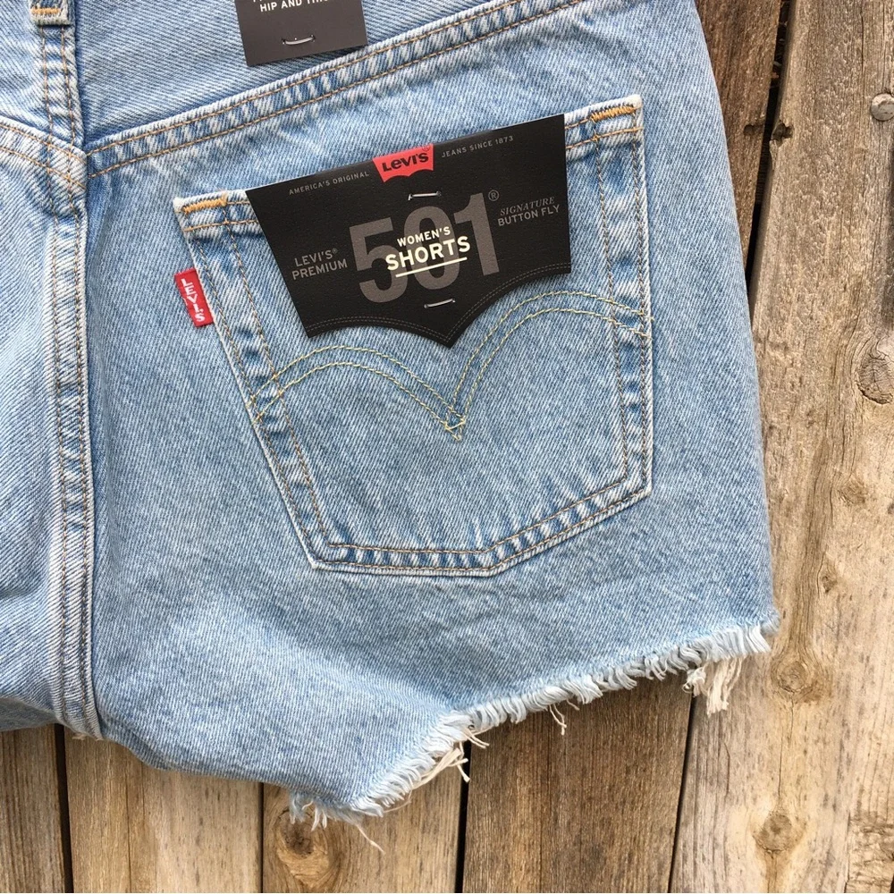 NWT Levi’s 501 High Rise Cutoff Denim Shorts Cotton Luxor Heat 27 - Picture 13 of 16